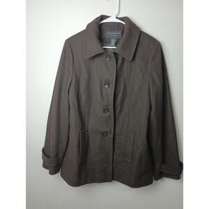 Vintage Centigrade Outerwear Wool Chocolate Brown Pea Coat Women Large